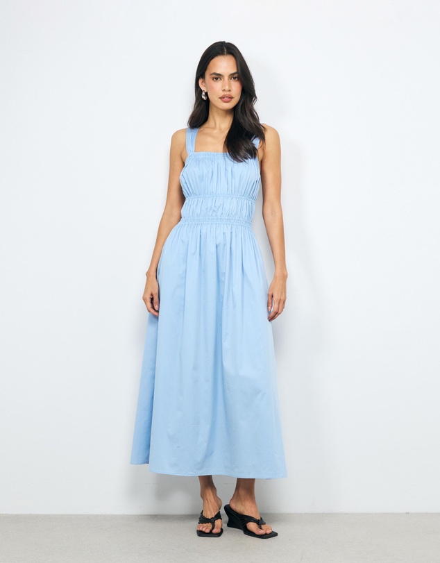 AERE - Freya Shirred Cotton Midi Dress