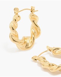 Lovisa - Waterproof Gold Plated Stainless Steel Smooth Large Twisted Hoop Earrings