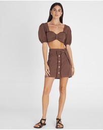 Heaven Australia - Garnet Button Up Mini Skirt