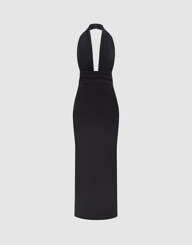 Shona Joy - Campbell Halter Plunged Maxi Dress