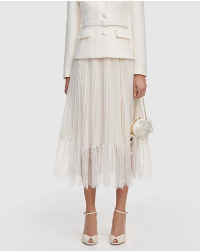 Self Portrait - Boucle Shawl Collared Midi Dress