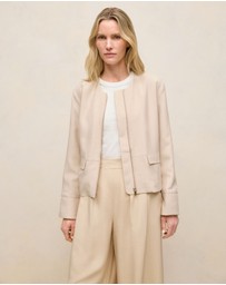 Trenery - Soft Collarless Blouson Jacket in Sand