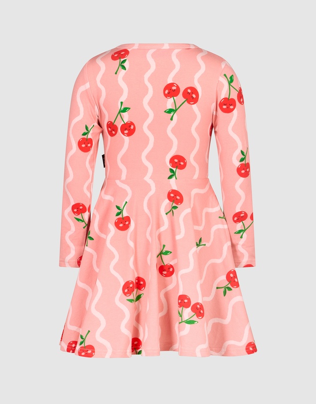 Rock Your Kid - Cherry Squiggle Long Sleeve Waisted Dress