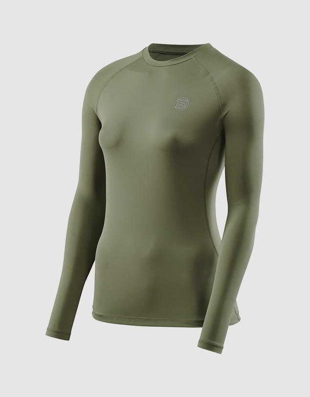 SKINS - SKINS Compression Women's Series-2 Gym Clothing Long Sleeve Top Khaki