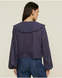 The Fated - Montant Check Tie Blouse