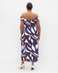 City Chic - Claire Print Off Shoulder Dress