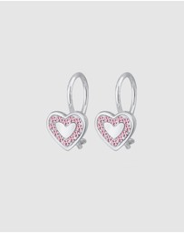 Elli Jewelry - Earrings Children Heart Love Crystals Pink 925 Sterling Silver