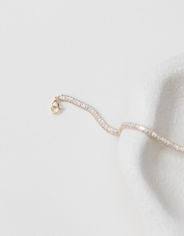 The White Collection - Sidney Necklace - Baguette Gold Bridal Necklace