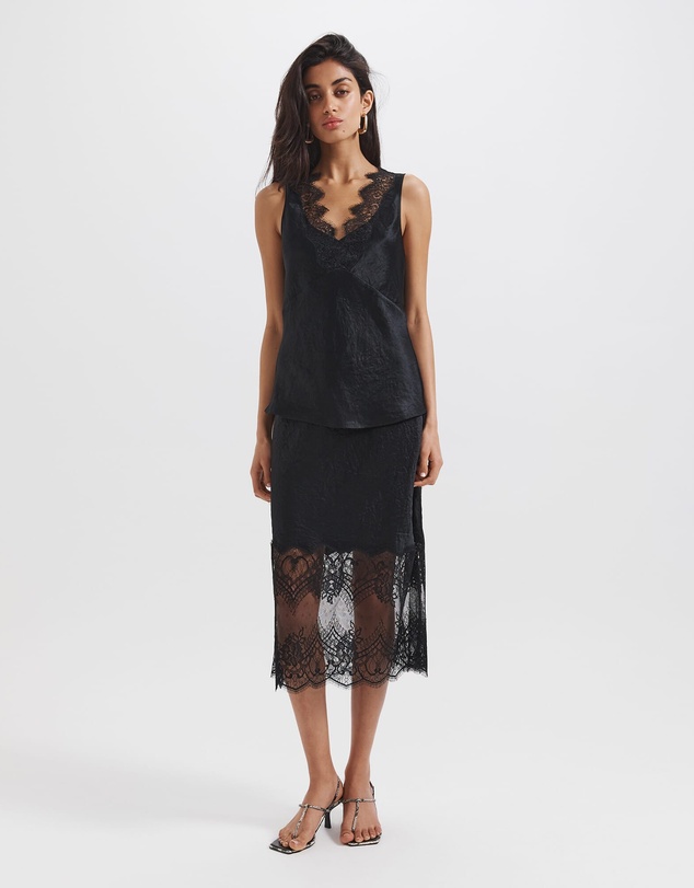 SABA - Ivana Crinkle Lace Detail Tank