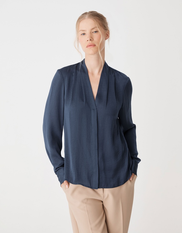 Forcast - Claire Pleat Neck Satin Blouse