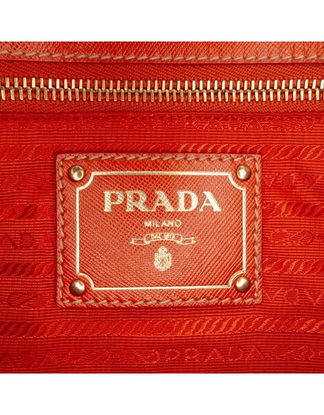 Pre-Loved by Azura Reborn - Pre-Loved Saffiano Trimmed Tessuto Logo Oro Satchel