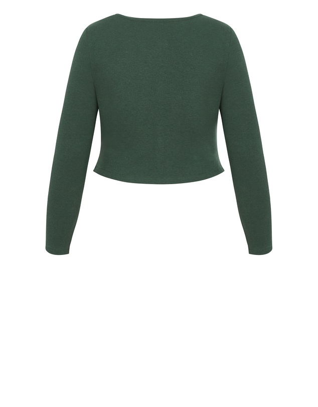 City Chic - Plus size Lily Micro Rib Top - forest