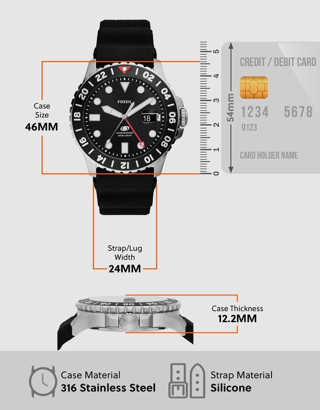 Fossil - Fossil Blue Black Analogue Watch