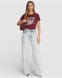 GUESS - Love Triangle Pearls Short Sleeve T-Shirt