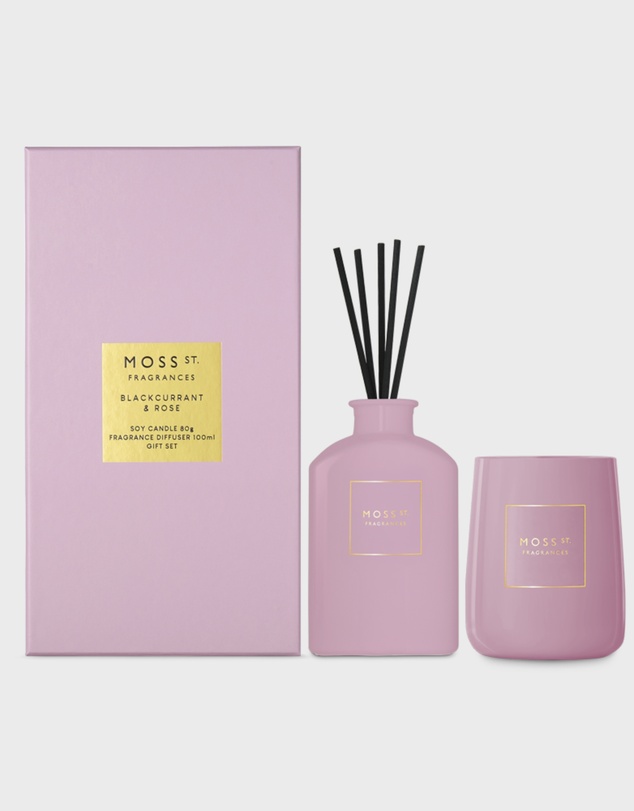 Moss St Fragrances - Blackcurrant & Rose Mini Candle & Diffuser Gift Set