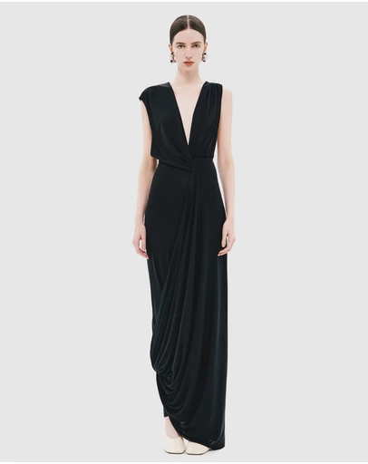 MISHA - The Pablo Draped Cupro Dress
