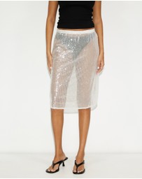 Dazie - Cascade Sheer Sequin Midi Skirt
