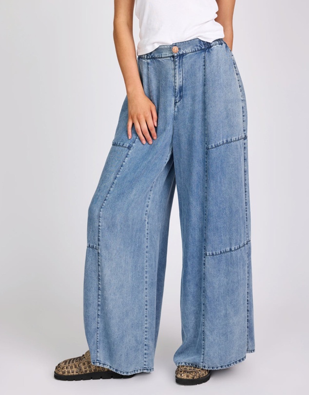 ONE TEASPOON - Marissa Tencel Palazzo Pants - Denim Blue