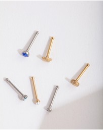 Lovisa - Mix Metal Sapphire Star Nose Stud 6-Pack