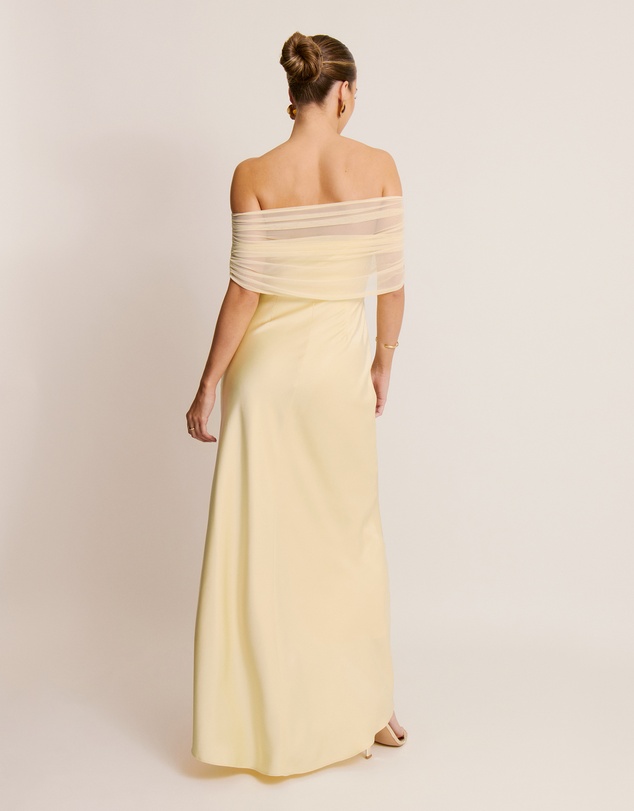 Six Stories - Bardot Satin Maxi Dress