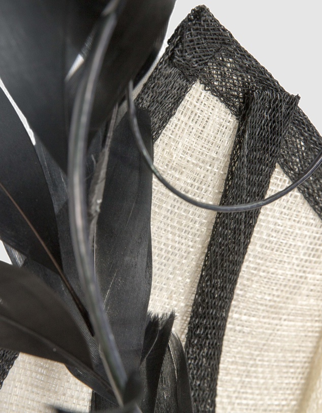 Max Alexander - Cream and Black Sinamay Racing Fascinator