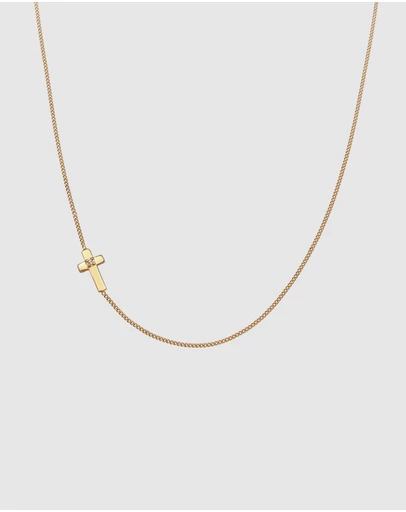 Elli Jewelry - Necklace Cross Crystal Pendant 925 Sterling Silver Gold-Plated