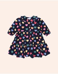 Huxbaby - Multi Hearts Cord Dress - Babies-Kids