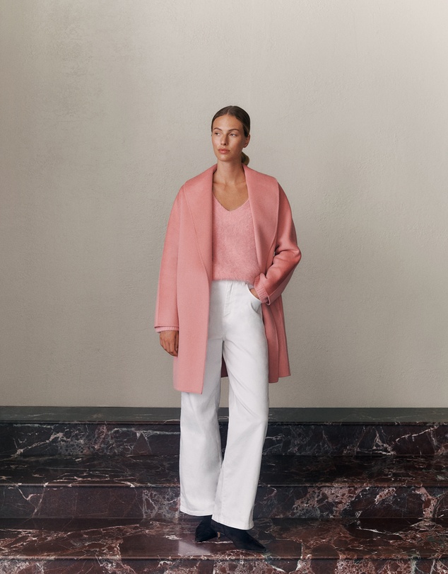 Trenery - Brushed Wool Wrap Coat in Dusty Rose