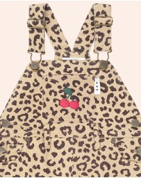 Huxbaby - Very Cherry Leopard Print Denim Jumper Dress - Babies