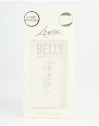 Lovisa - Surgical Steel Cubic Zircornia Double Butterfly Drop Belly Bar