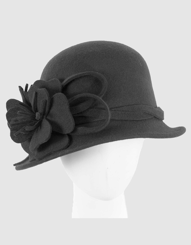 Max Alexander - Winter Felt Black Cloche Hat