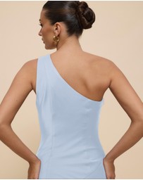 CHANCERY - Hallie Satin One Shoulder Drape Maxi Dress
