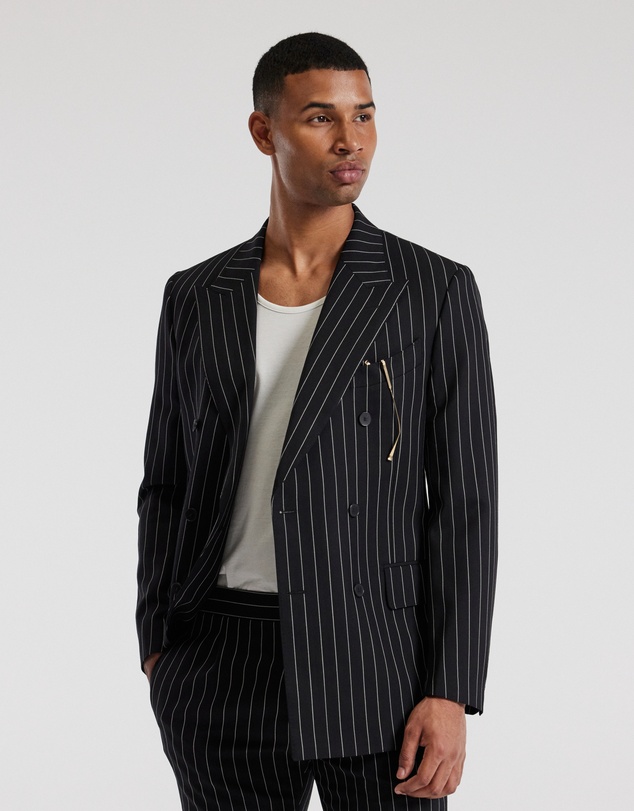 Calibre - Pinstripe Double-Breasted Jacket Black