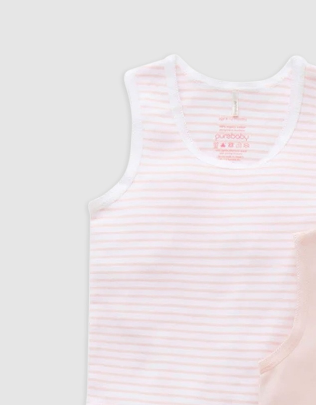 Purebaby - Rib Bodysuit 2 pack-Babies