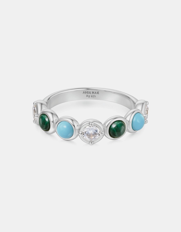 Ania Haie - Ania Haie Silver Bezel Malachite and Lab Created Turquoise Ring