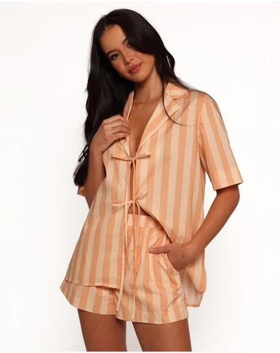 Petal & Pup - Essie Tie Front Shirt - Terracotta Stripe