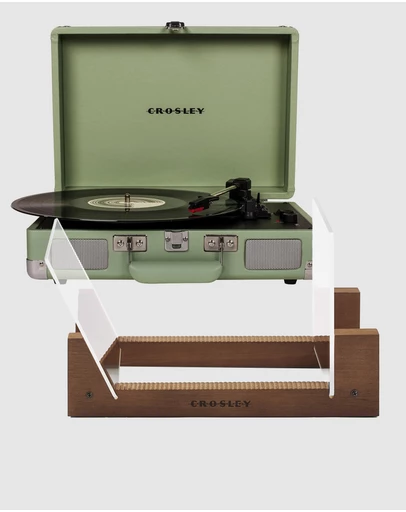 Crosley - Crosley Cruiser Bluetooth Portable Turntable - Mint + Bundled Crosley Record Storage Display Stand