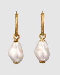 Elli Jewelry - Earrings Hoops Shell Pearl 925 Sterling Silver Gold-Plated