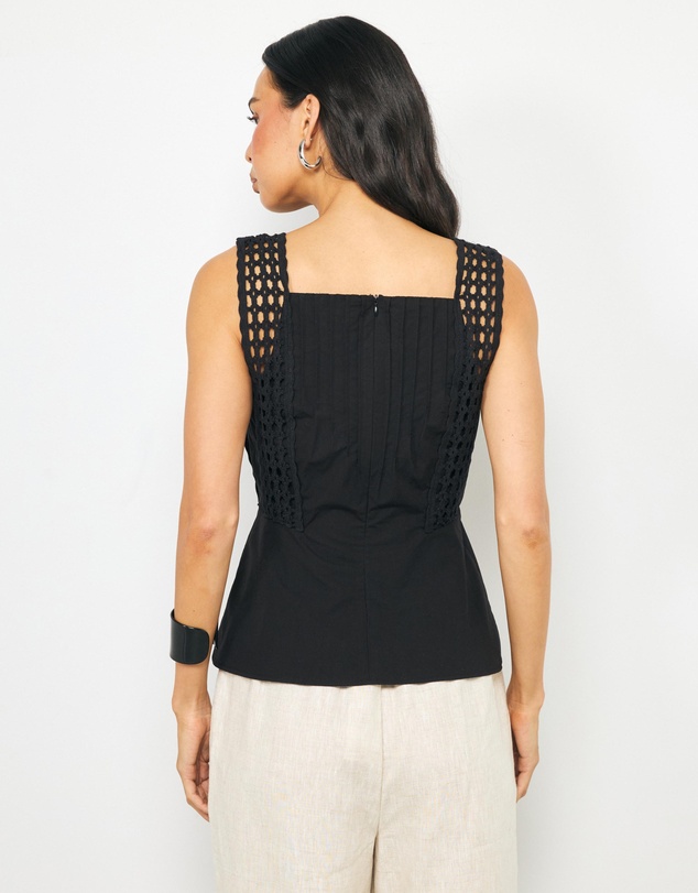 AERE - Serena Lace Poplin Top