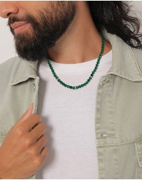 Kuzzoi - ICONIC EXCLUSIVE - Necklace Ball Green Synthetic Malachite 925 Sterling Silver
