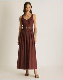 Atmos&Here - Mia Belted Poplin Maxi Dress