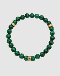 Kuzzoi - ICONIC EXCLUSIVE - Malachite Resin Bead Bracelet with Gold-Plated Silver Elements