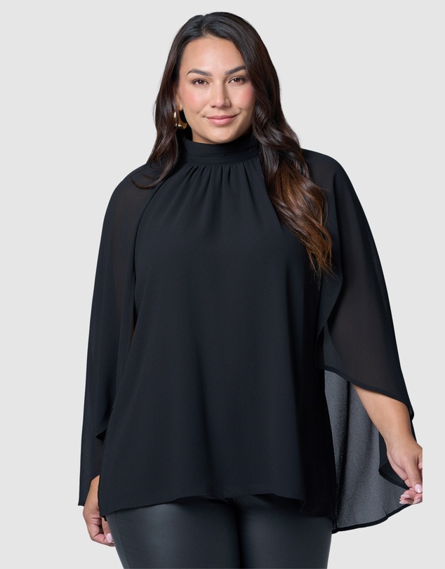 Pink Dusk by Curve Project - Fire and Rain Cape Blouse