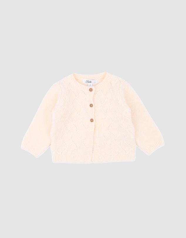 Bebe by Minihaha - Girls Cream Pointelle Cardigan - Babies