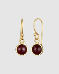 Elli Jewelry - Earrings Ear Hanger Basic Round with Garnet Gemstone in 925 Sterling Silver gold plated