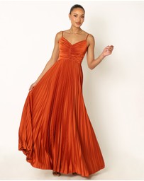 Petal & Pup - Naira Pleated Maxi Dress - Sunset Orange