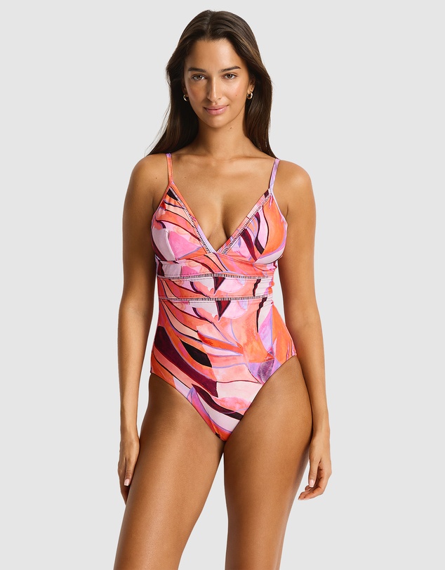 Sea Level Australia - Neon Wave Cross Back Tri One Piece