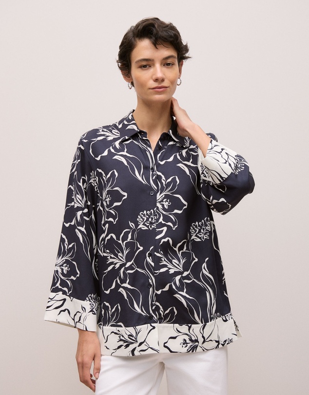 Trenery - Iluna Spliced Shirt in Night Sky