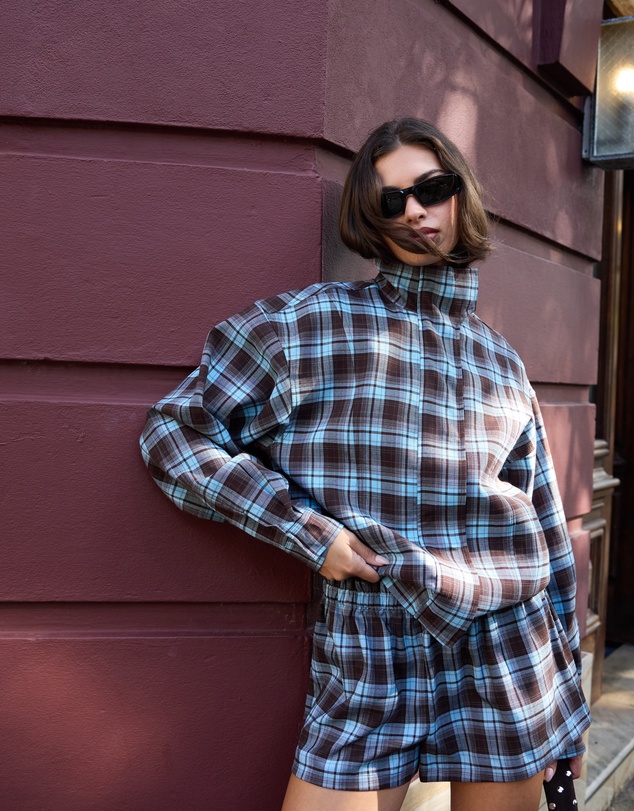 Dazie - Isla Gathered Check Micro Shorts