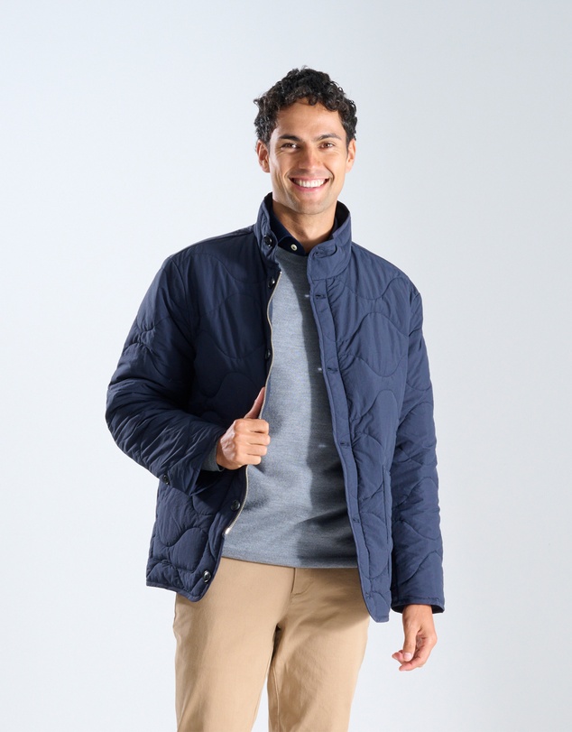 3 Wise Men - 3 Wise Men Quilted Jacket Navy